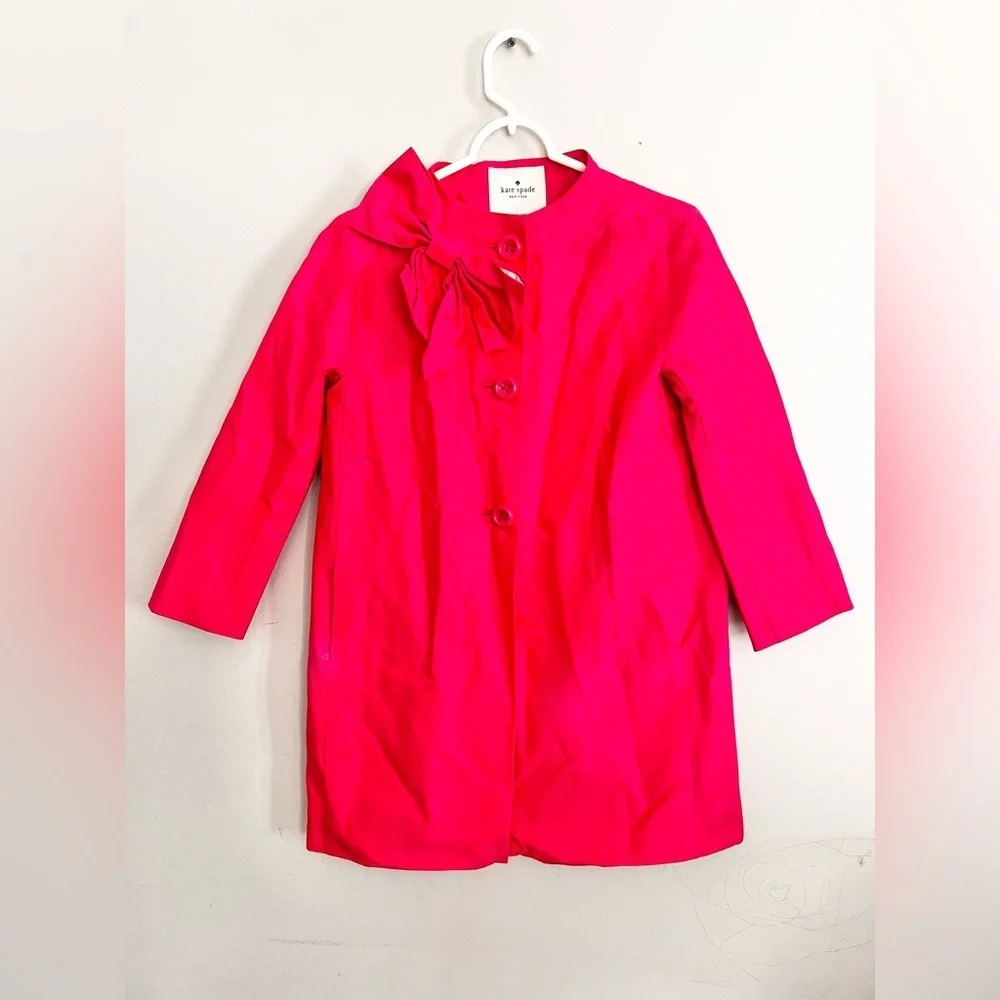 Kate Spade Dorothy Coat In Lollipop Red With Bow Jacket Size Small - Picture 2 of 7